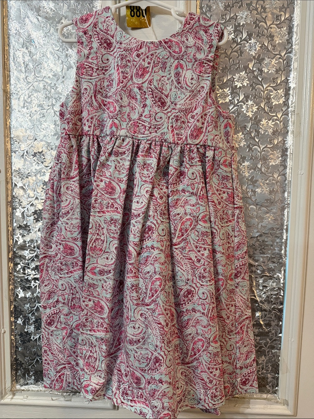 Sleeveless Pink Paisley Cotton Dress for Girls